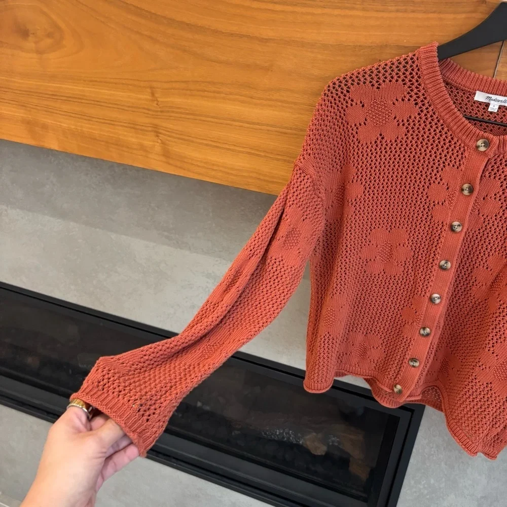 Madewell Floral Open-Stitch Cardigan, Size S - Picture 8 of 13